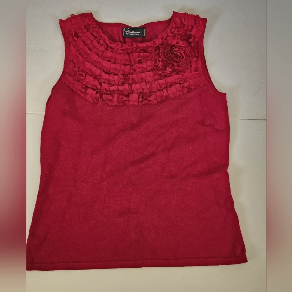 Y2K Women's Sleeveless Tank Top Shirt Womens Rose Ruffles Blouse Shirt Size MED